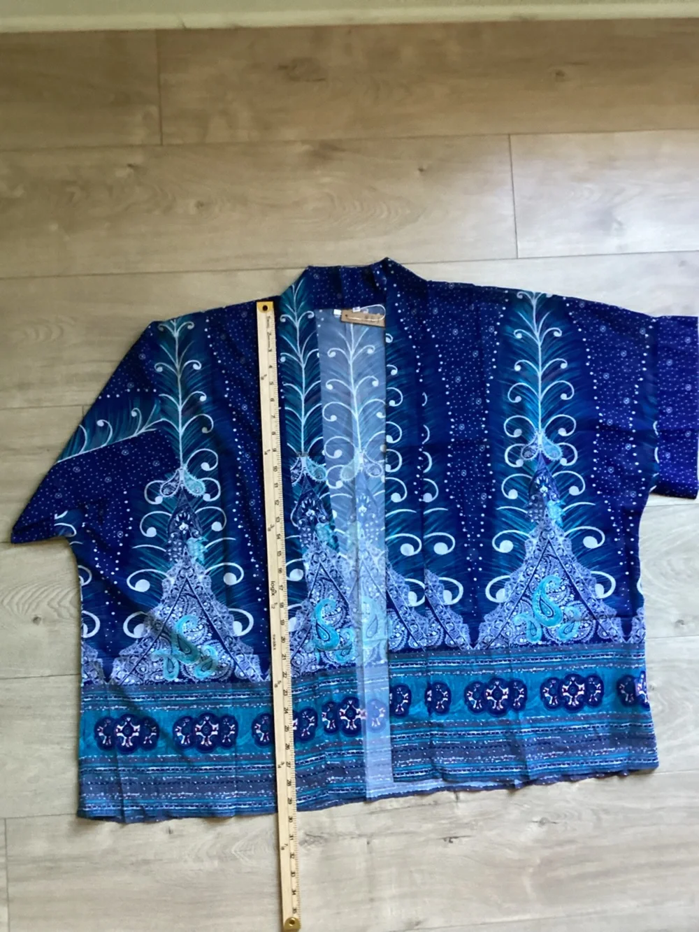 Blue Printed Swim Cover-Up Kimono